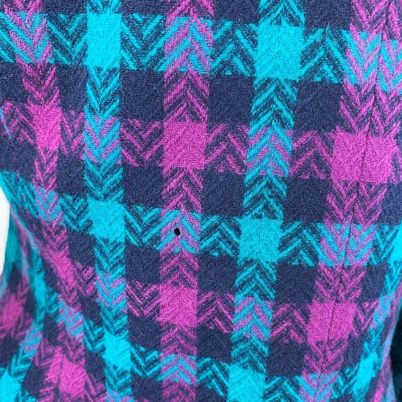Vintage Pendleton Blazer Green Purple Check Long Sleeve Wool Buttons Size 6 - Picture 5 of 11
